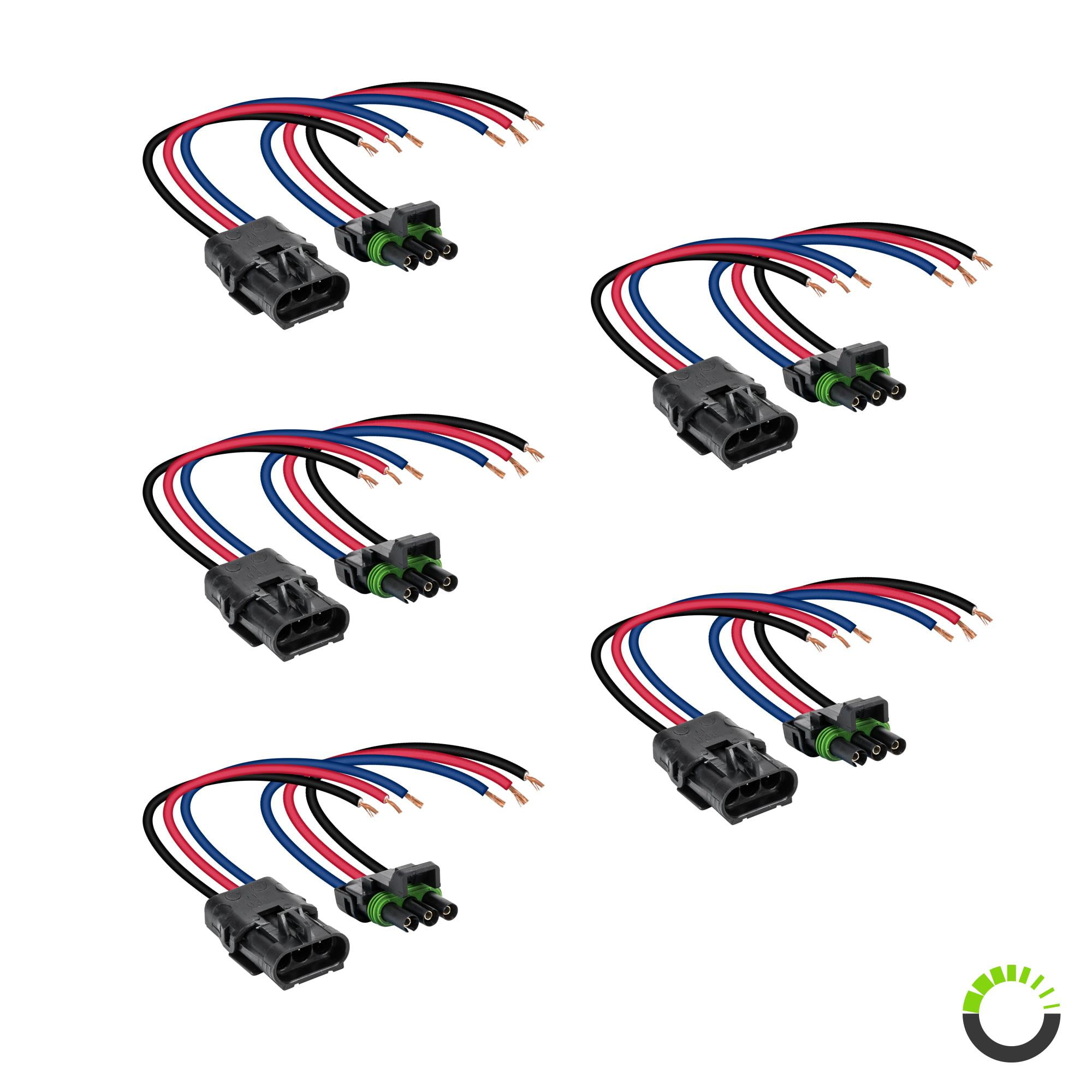 5pc 3 Wire Weather Pack Connector Kit Assembled With 10 12 Awg Wires