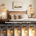 thumbnail image 2 of 2 PACK Wall Sconces, Battery Operated Wall Sconce with Remote Control, Boho Rattan Bamboo Hanging Wall Light Rechargeable Wireless Wall Lamp for Indoor, Bulbs Included, 2 of 8