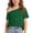 Green, variant on Girls' Off Shoulder T-Shirt, Short Sleeve Casual Top for Kids, Summer School Outdoor Wear Asymmetrical Neckline Tees