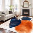 thumbnail image 3 of Navy Blue Burnt Orange Large Area Rugs for Bedroom Living Room, Soft Non Slip Carpet Bedside Rug, Artwork Geometric Contemporary Rectangular Floor Cover Kitchen Accent Rug 8'x10' for Office, 3 of 9