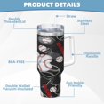 thumbnail image 6 of Baseball Cup Insulated Tumbler Stainless Steel Vacuum Travel Mug 40 oz with Handle and Straw Lid, 6 of 7