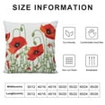 thumbnail image 6 of Shangniulu Floral Throw Pillow Cushion Cover, Poppies of Spring Season Pastoral Flowers Botany Bouquet Field Nature Theme Art, Decorative Square Accent Pillow Case, 18" X 18", Red and Green, 6 of 6