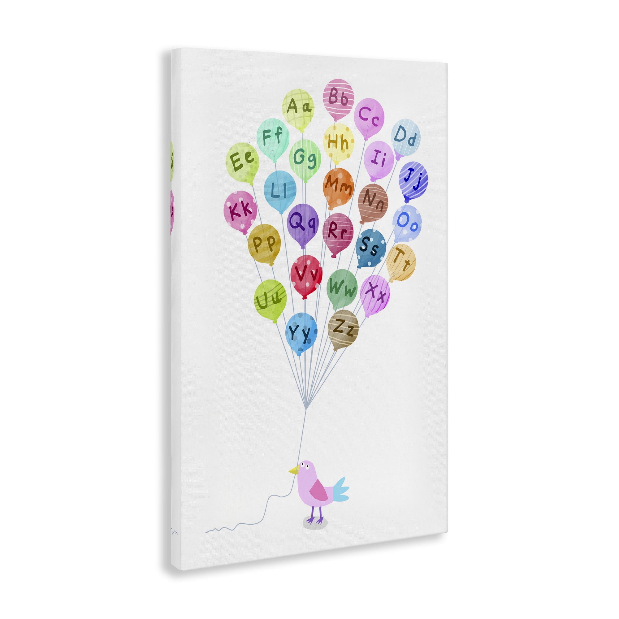 Stupell Industries Bird & Alphabet Balloons Animals & Insects Painting Gallery Wrapped Canvas Art Print Wall Art, 30 x 45