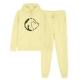 thumbnail image 2 of ibuvkizy Sweatsuits Women 2 Piece Outfit!Outfits Men's and Women's Sports Tracksuits Long Sleeve Pullover Hoodies Sweatshirt Loose Coat and Sweatpants Fall Winter Suit Yellow,XXL, 2 of 7