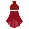 thumbnail image 4 of Haitryli Kids Girls 2Pcs Lyrical Dance Outfits Crop Tops with Tutu Skirt Ballet Dancewear Gymnastics Costume Burgundy 8, 4 of 5