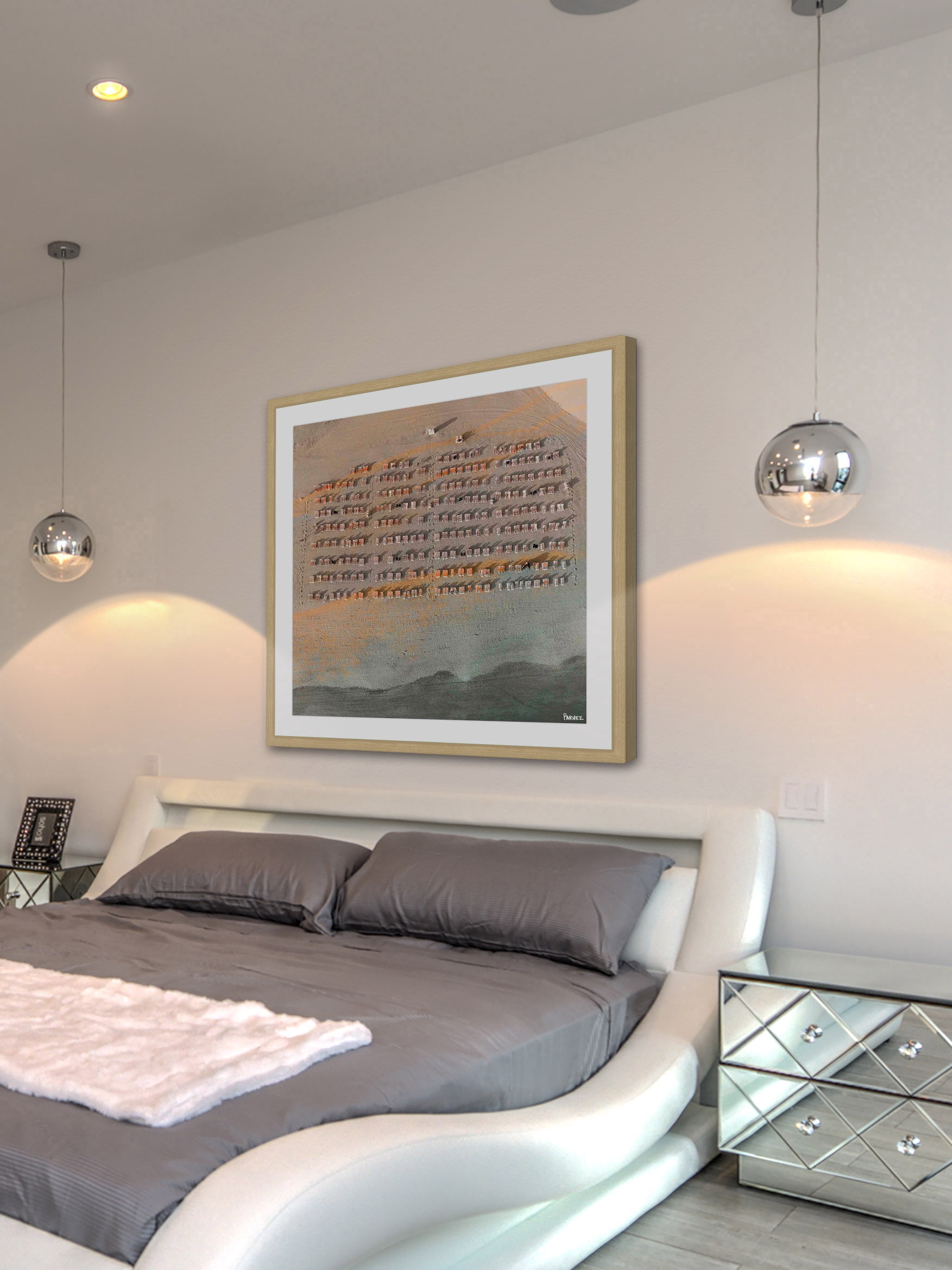 "Tidy Beach Chairs" Framed Painting Print