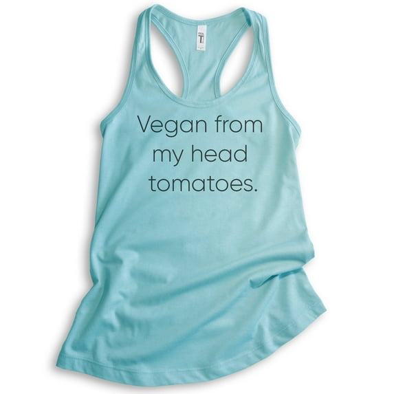 Vegan From My Head Tomatoes Tank Top, Ladies Racerback Tank Top, Vegan Tank, Veganism Tank, Cancun, X-Small