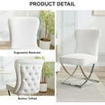 thumbnail image 4 of 2PCS Luxury Velvet Dining Chairs, Tufted Upholstered Armless Accent Chairs with Silver Metal X-Legs, Modern Glam Dining Chair Kitchen Chairs, Beige, 4 of 8