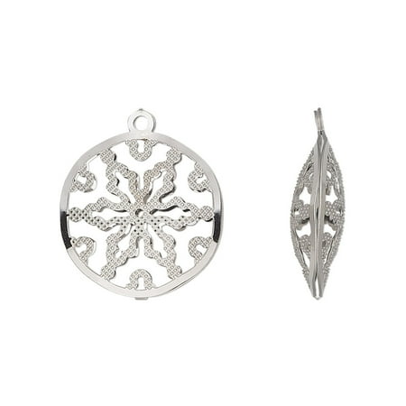 

Drop stainless steel 18mm double-sided domed round with textured cut-out snowflake design. Sold per pkg of 6.