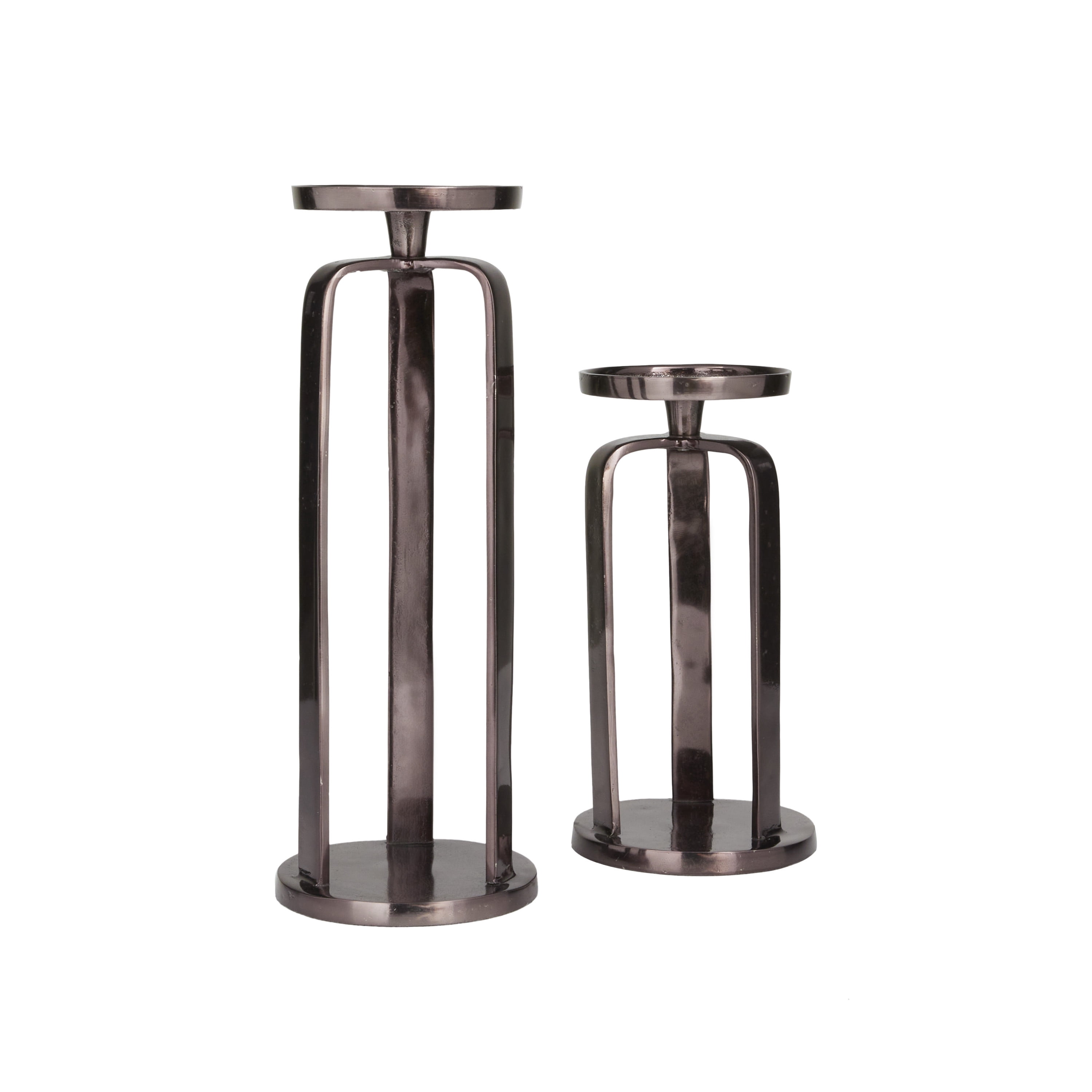 CosmoLiving by Cosmopolitan 2 Candle Black Aluminum Geometric Pillar Candle Holder, Set of 2