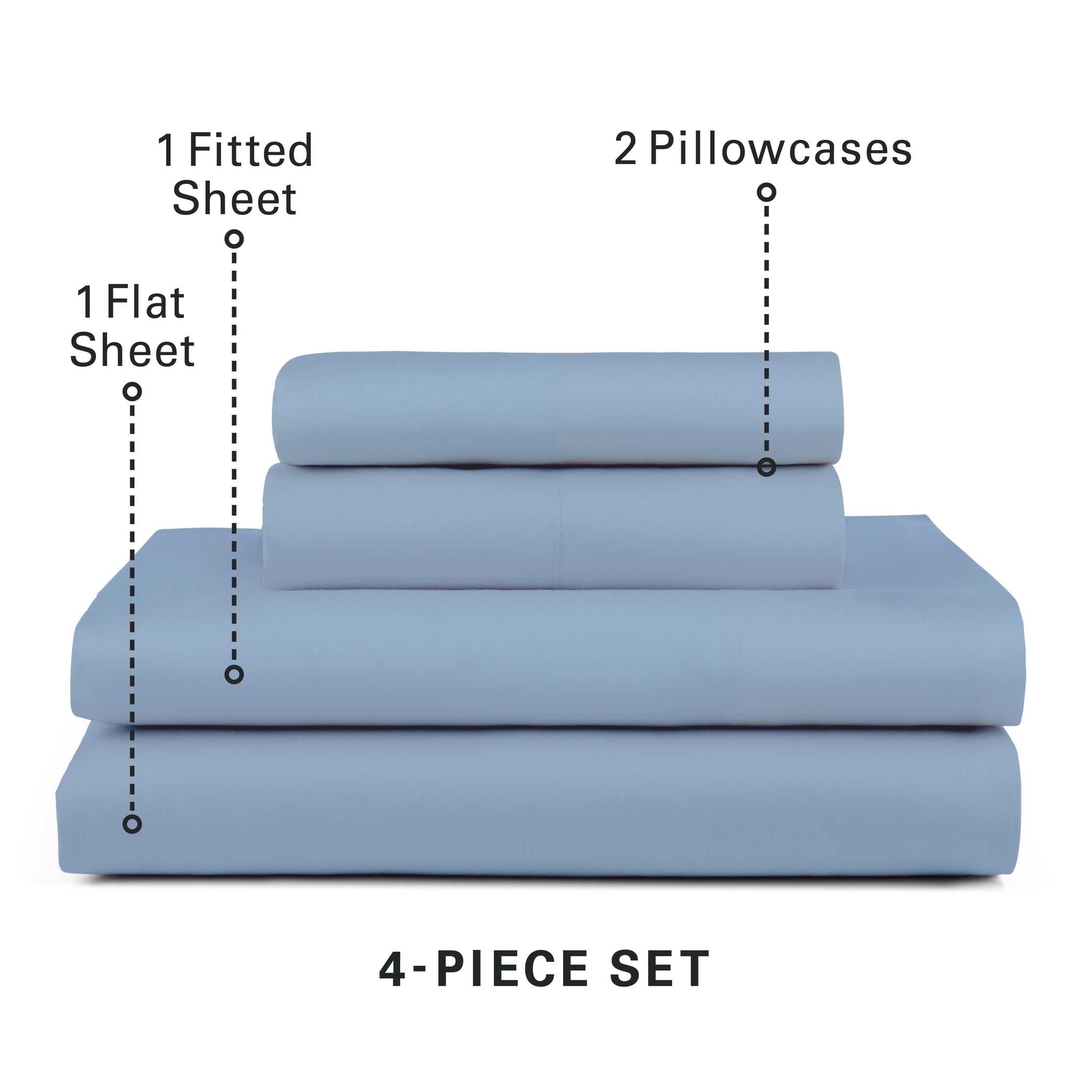 Allswell 100% TENCEL™ Lyocell Queen Sheet Set, 4-Piece Soft & Silky Bed Sheets and Pillowcases, Cooling Bedding for Bed in a Bag Sets, Blue Water