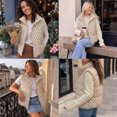 thumbnail image 3 of Polka Dot Cropped Puffer Vest Women Winter Lightweight Warm Quilted Padded Gilet with Pockets, 3 of 7