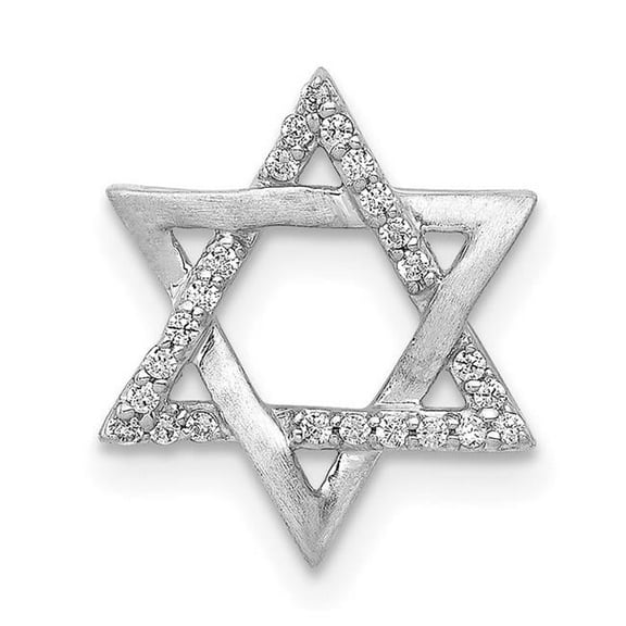 14k White Gold 1/10CT Diamond Concave Star of David Chain Slide Pendant