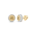thumbnail image 1 of L U DIAMONDS Silver Mens Yellow Diamond Circle Earrings 1/10 Ctw, 1 of 2