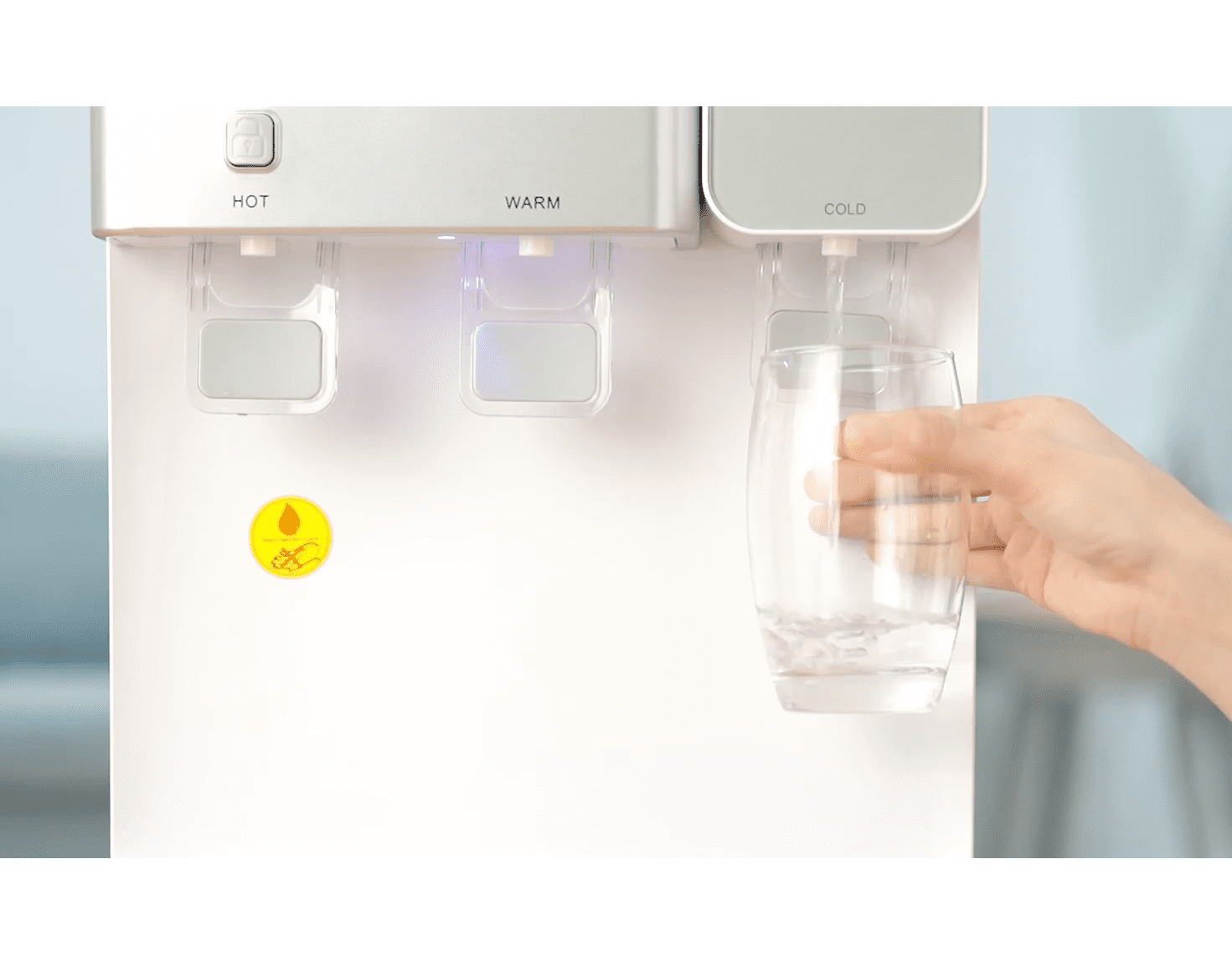 SOOPYK Top Load Water Dispenser Built-in Ice Maker for 3 or 5 Gallon 3 Temperature Setting 27 lbs Daily Capacity Night Light Child Safety Lock White