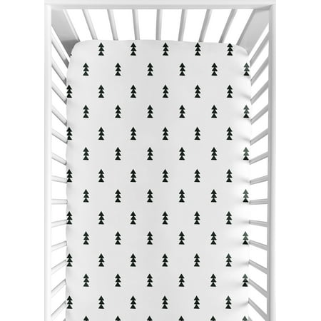 UPC: 0846480052623 | Black and White Triangle Tree Baby or Toddler Fitted Crib Sheet for Bear Mountain Watercolor Collection by Sweet Jojo Designs