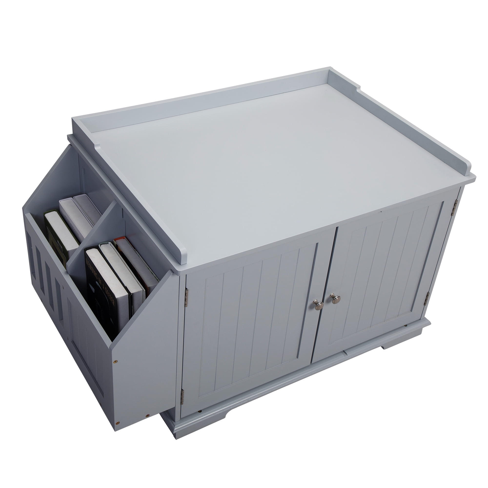 Pefilos 33" Large Cat Litter Box Enclosure, Washroom Storage Bench, Side Table Cat House w/ Magazine Rack, Gray Pefilos 33" Large Cat Litter Box Enclosure, Washroom Storage Bench, Side Table Cat House w/ Magazine Rack, Gray