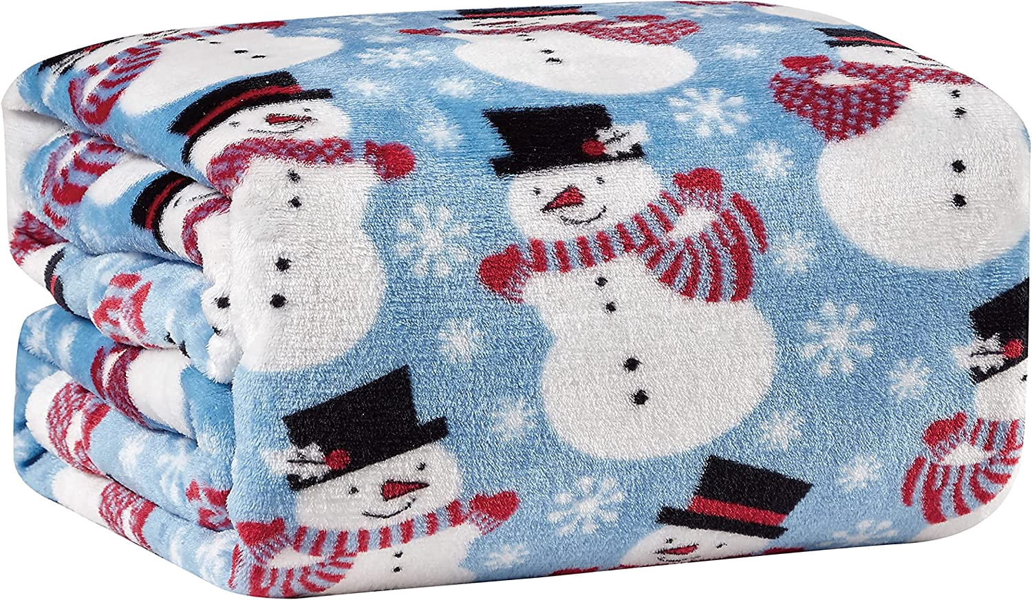 Plazatex Blue Snowman Micro plush Decorative All Season Blue Color 50" X 60" Throw Blanket