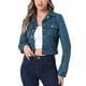 thumbnail image 1 of CHAQUETA MOTERA CORTA DE SUEDE SINTÉTICO CON COLLAR CAÍDO PARA MUJERES INSPIRE CHIC XL AZUL LAGO, 1 of 5