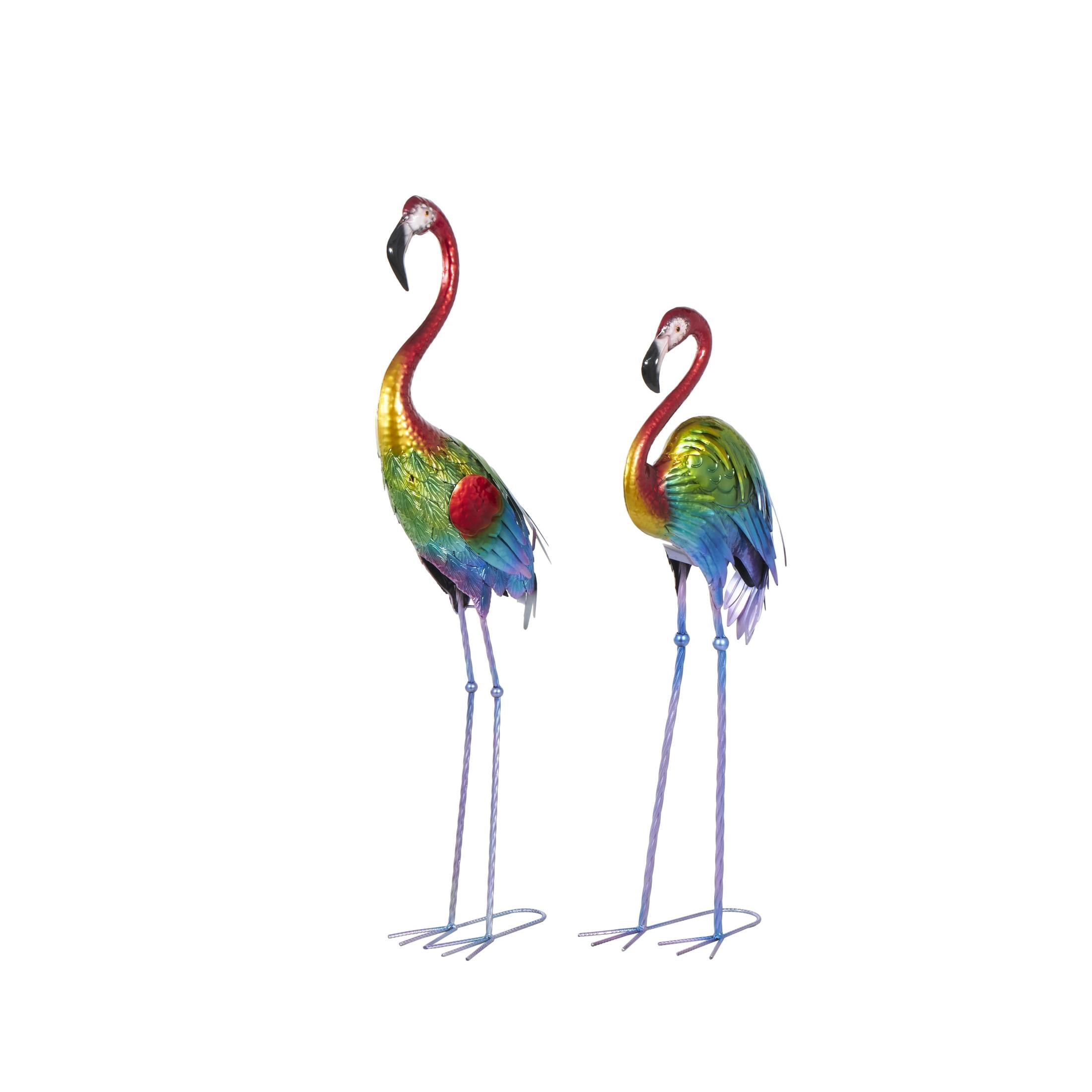 DecMode 44" Tall Textured Rainbow Flamingo Garden Sculpture (2 Pack)
