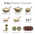 thumbnail image 2 of Carote 21-Piece Nonstick Pots and Pans Set, Ceramic Cookware Set with Steamer, Induction Compatible, Green, 2 of 9