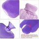 thumbnail image 2 of ZHAOCHENG Bolsa de agua caliente de goma con tapa tejida, bolsa de agua caliente transparente de 2 litros - Púrpura, 2 of 4