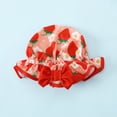 thumbnail image 4 of KIMI BEAR Newborn Baby Girls Swimsuits 3-6 Months Sleeveless Strawberry Print One-piece Swimsuit Bowknot Bathing Suit with Hat + Headband 3pcs Rash Guard Swimsuit Red, 4 of 8