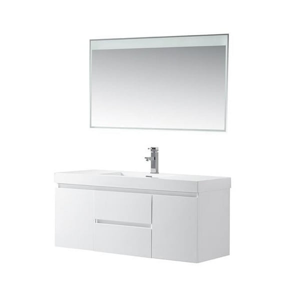 Vanity Art VA6048W Wall Hung 48 in. Single Sink Bathroom Vanity with Resin Top