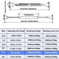 thumbnail image 2 of hannger Tensor 1/2 M12 Tensor de acero inoxidable 304 4400 lbs Límite de carga de trabajo Tensores de mandíbula y mandíbula para cables Tensor de alambre Tensor para toldo Sail Yard Zipline, 2 of 5
