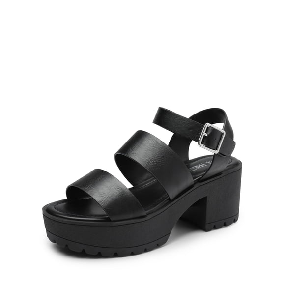 Sandalia DREAM PAIRS SDHS2429W Negra con Tacón Plataforma Grueso