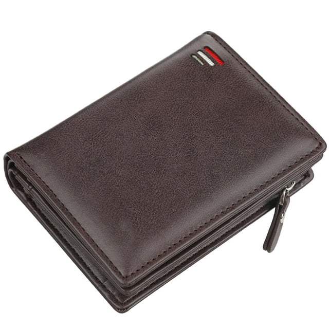 Carteras de cuero para hombres Cartera corta con bolsillo con cremallera Monederos para hombres Titulares de tarjetas de crédito