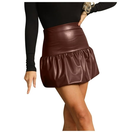 

Fsqjgq 12 Drop Bed Skirt Women s Puffy Skirt Pu-Leather Skirt High Waist Full Belly Dress and Large Size Skirt Solid Elegant Skirt Denim Skirts for Women Top Brands Brown Xl