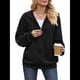thumbnail image 3 of Sudadera con Capucha y Cremallera para Mujer, de Larga, Informal, de Gran Tamaño, con Bolsillos. Negro L, 3 of 10