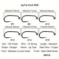 thumbnail image 4 of 50pcs Competition Barbless Fly Tying Fishing Hook High Carbon Steel Tying Materials Jig Dry Nymph Shirmp Wet Caddis Fly Hooks Black Nickle Size # 6/ # 8/ # 10/ # 12/ # 14/ # 16/ # 18/ # 20, 4 of 9