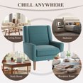 thumbnail image 3 of AFO Modern Accent Chair Set of 1, High Back Upholstered Fabric Armchair with Wood Legs, Mid-Century Wingback Chair for Living Room Bedroom, Teal, 3 of 11