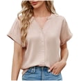 thumbnail image 1 of Eres Más Que una Camisa de Puntuación de Prueba con Cuello en V Algodón Hemstitch Patchwork Manga Corta Top Casual, Blusa Ligera de Verano para Uso Diario, 1 of 7