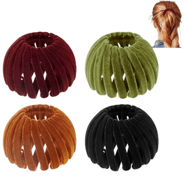 4Pcs Birds Nest Hair Clip, Hair Clips For Women and Girls,Expandable Hair Nest Clip Hair Accessories,Hair Bun Maker,Vintage Retractable Hair Ponytail Holder for Thick/Thin Hair (Color-4)