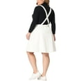 thumbnail image 3 of Unique Bargains Women's Plus Size Denim Suspender Overall Skirt, Side Button Adjustable Strap, White, 4X, 3 of 6