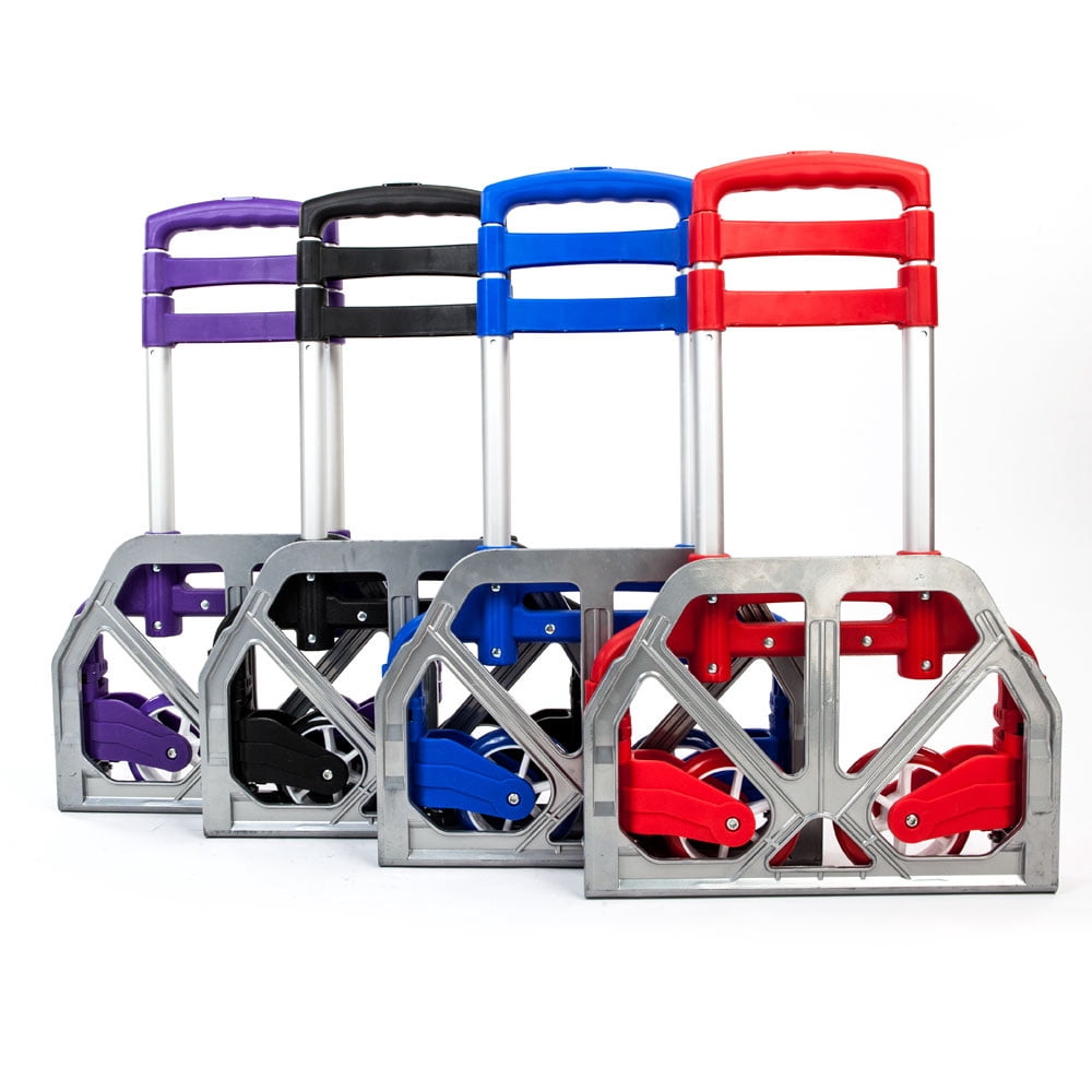 Small Folding Hand Truck Dolly with 2 Wheels, Foldable Luggage Cart, Lightweight Aluminum Collapsible Trolly Portable Dolly for  Home, Auto, Office,Moving Airport Travel Use,Purple