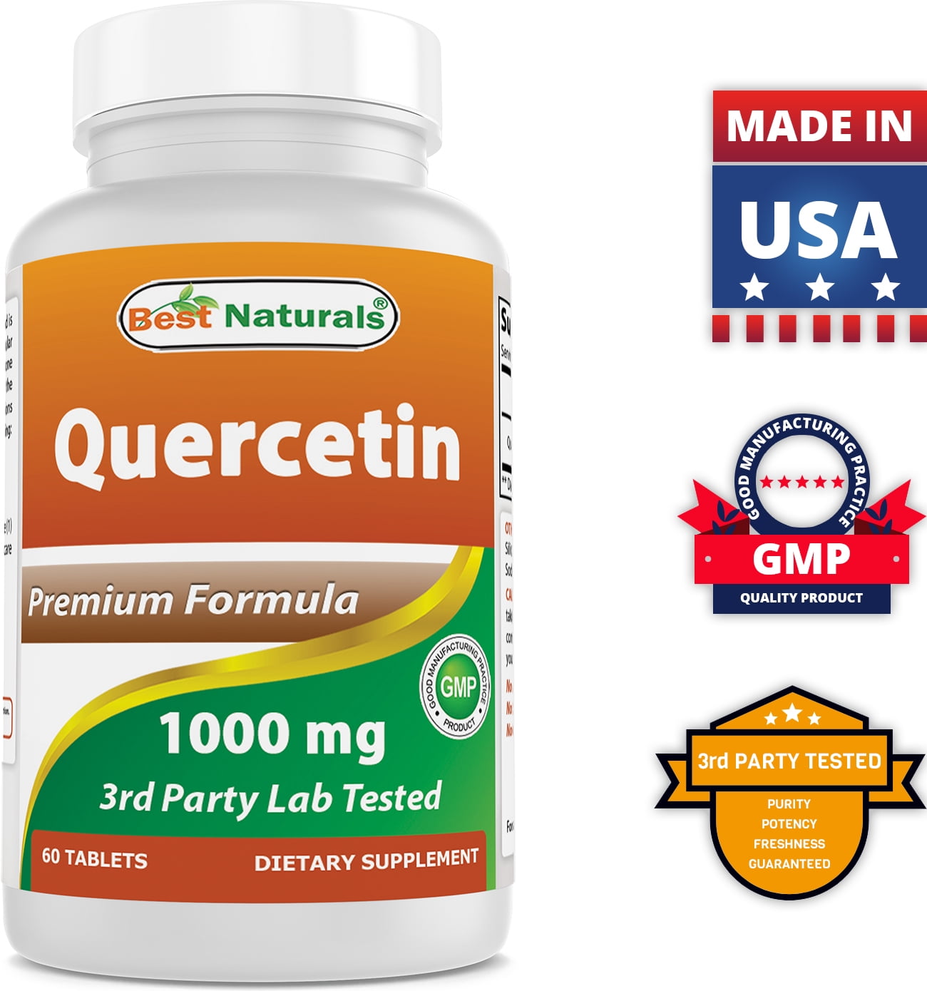 2 Pack Best Naturals Quercetin 1000 mg 60 Tablets | Immune Health