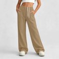 thumbnail image 5 of Boys Girls Wide Leg Pants Solid Elastic Waist Drawstring Sport Pants Kids Casual Comfy Versatile Trousers Khaki 5-6 Years, 5 of 6