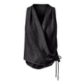 thumbnail image 7 of Womens Tank Tops Side Tie V Neck Loose Fit Cotton Sleeveless Shirts Casual Summer Black Halter Tops for Women, 7 of 7