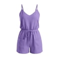 thumbnail image 6 of BUIGTTKLOP Short Jumpsuit for Women Spaghetti Strap Adjustable Waist Drawstring Cami Romper Summer Casual Overalls, 6 of 6