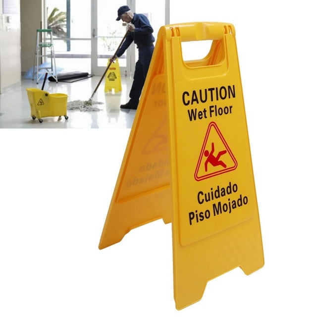 Floor Sign, Wide Application Stability A Frame Clear Caution Wet Floor Sign English Spanish for Outdoor