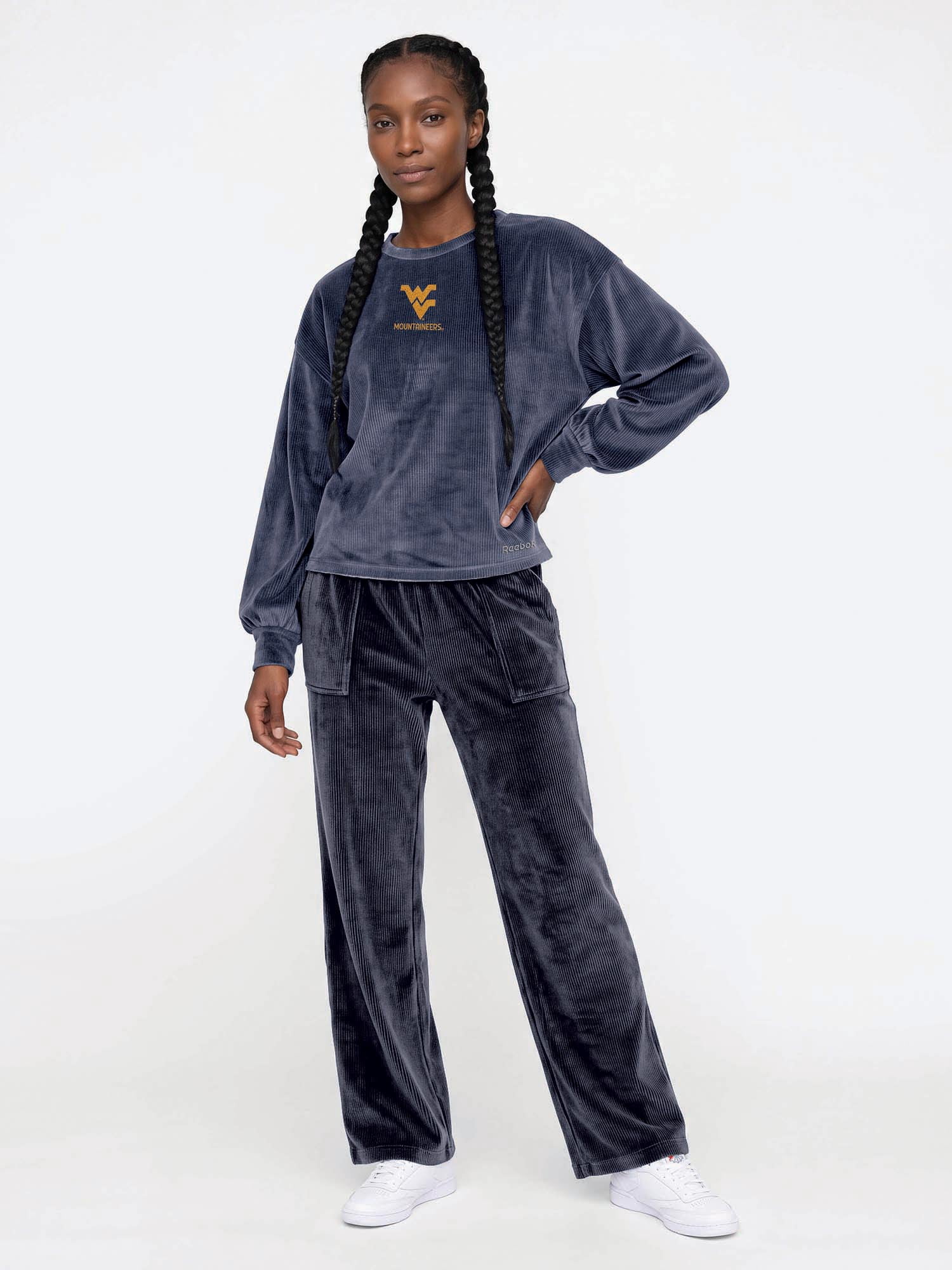 West Virginia Mountaineers Reebok Womens Crew Neck Pullover with Balloon Sleeves