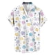 thumbnail image 4 of Blusa y camisa de manga corta con cuello vuelto para hombre, blusa informal de moda con cuello vuelto, blusa estampada de manga corta con botones, blusa de poliéster para hombre, 4 of 6
