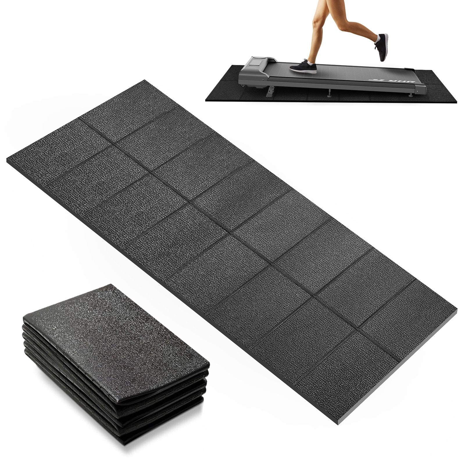 YHR Foldable Treadmill Mat Non-Slip Exercise Bike Mat, 1/4" Thick, 30"x63" Waterproof Walking Pad Mat for Carpet, Hardwood Floors, Workout, Indoor Bikes, Fitness Equipment, Home Yoga