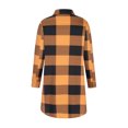 thumbnail image 5 of Jinhomg Women's Knee Length Flannel Coat Trendy Long Sleeve Plaid Shacket Jacket Plus Size Comfy Lapel Collared Button Down Outerwear Seasonal Sale Yellow M, 5 of 7