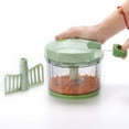 thumbnail image 2 of Manual Food Chopper 1L Large Capacity Vegetable Hand Processor Small Onion Cutter Garlic Meat Mincer Cutter with 3 Stainless Steel Blades and Mixer Safe Pull Chopper for Kitchen, 2 of 10