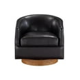 thumbnail image 5 of Pemberly Row Brown Faux Leather Wood Base Barrel Swivel Chair, 5 of 8